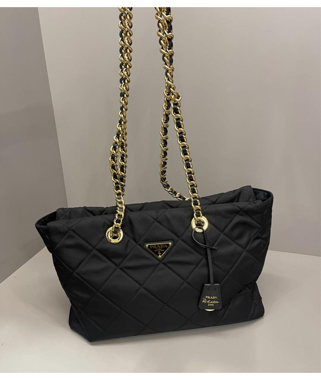 PRADA Черная тканевая сумка тоут, фото 3