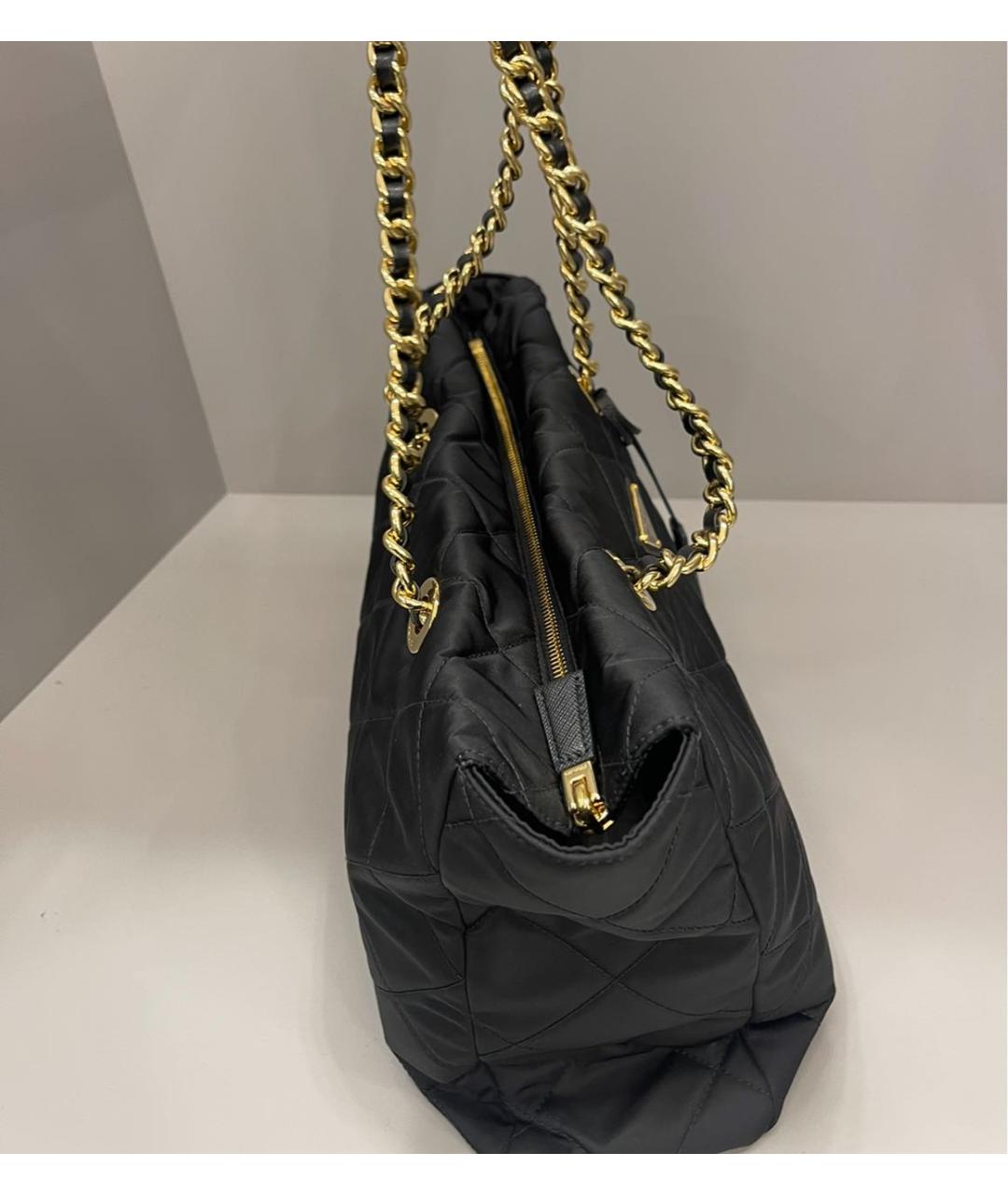 PRADA Черная тканевая сумка тоут, фото 4