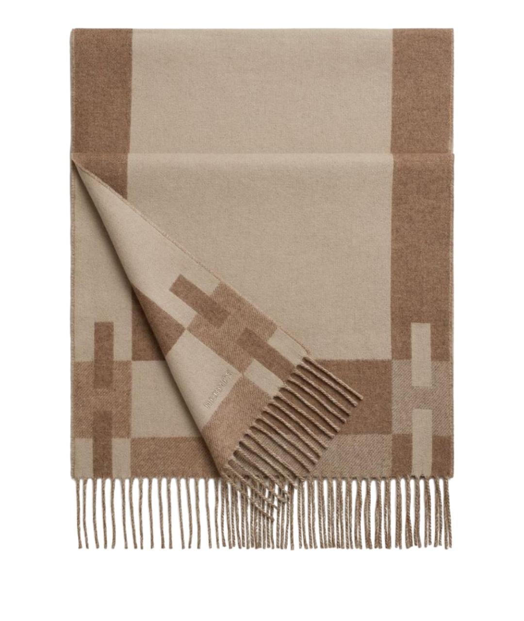 HERMES Бежевый кашемировый шарф, фото 1