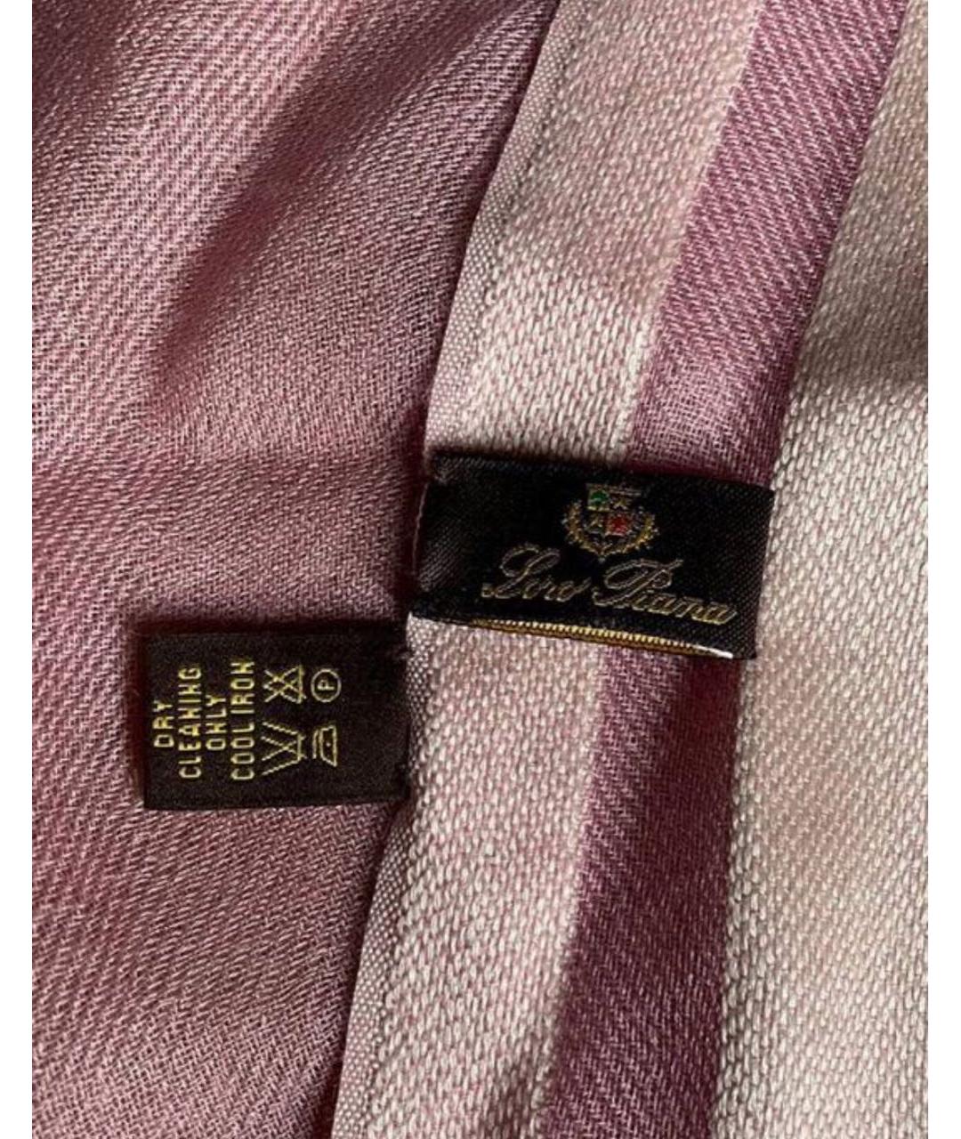 LORO PIANA Розовый шелковый шарф, фото 3