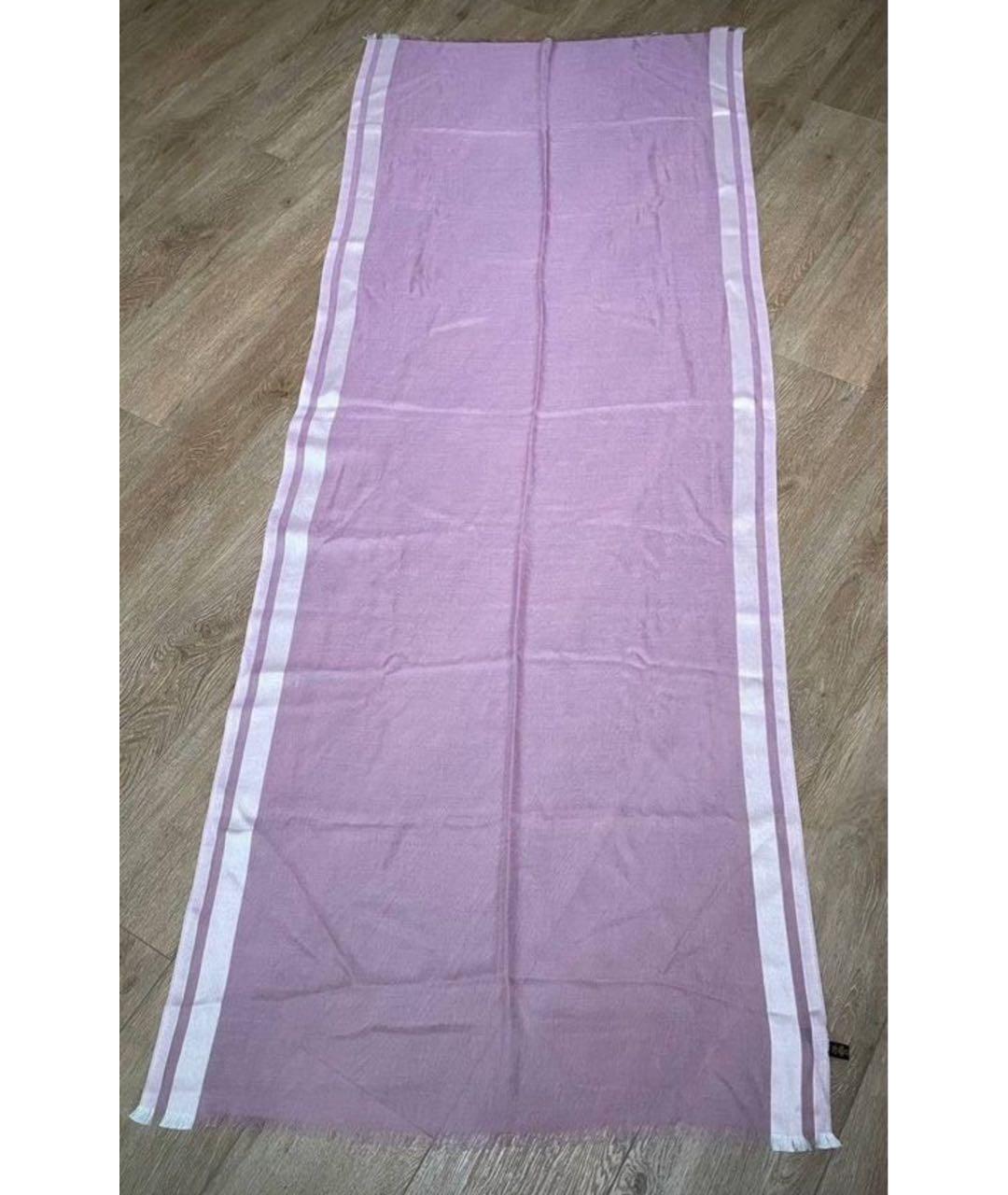 LORO PIANA Розовый шелковый шарф, фото 6