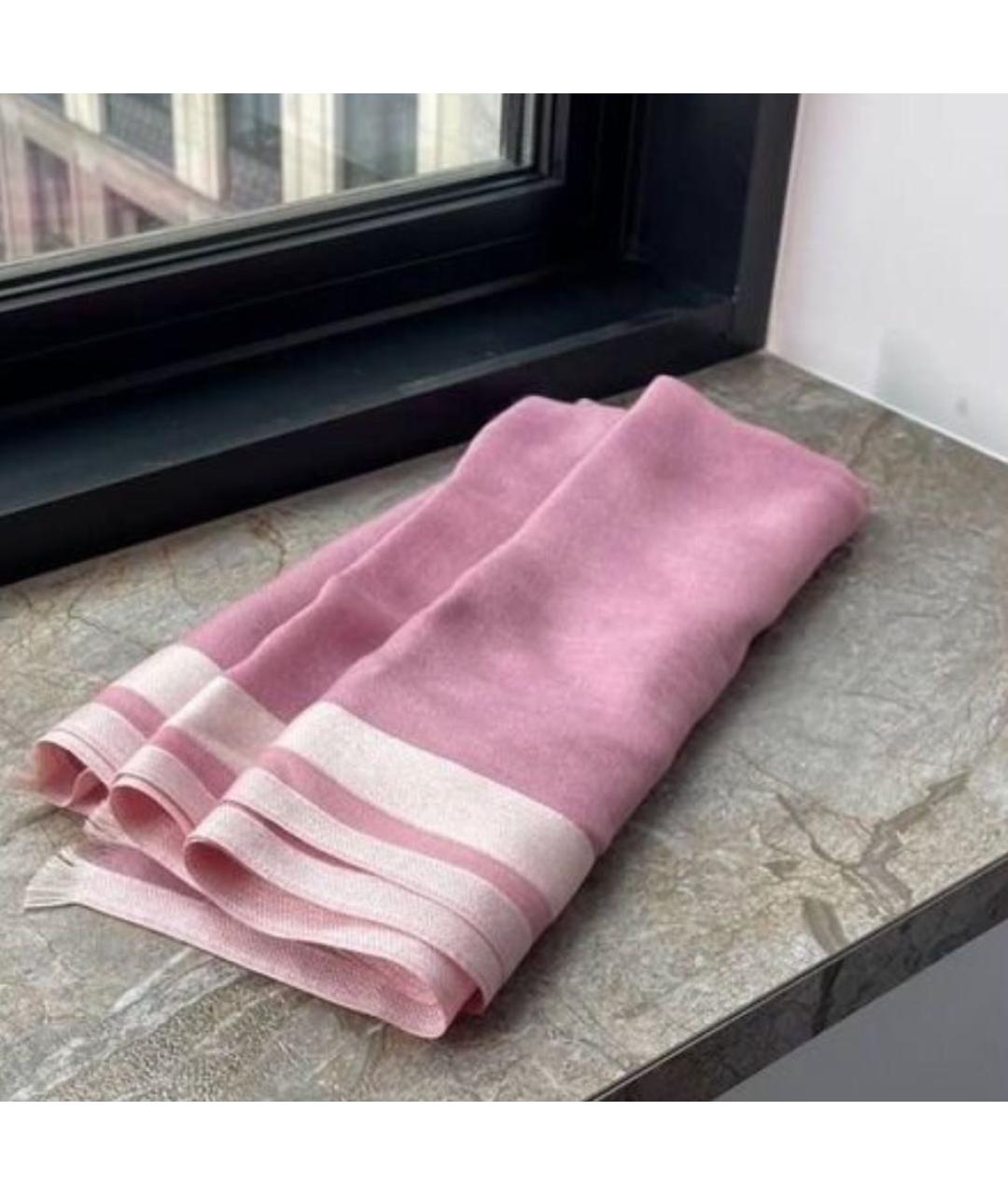 LORO PIANA Розовый шелковый шарф, фото 5