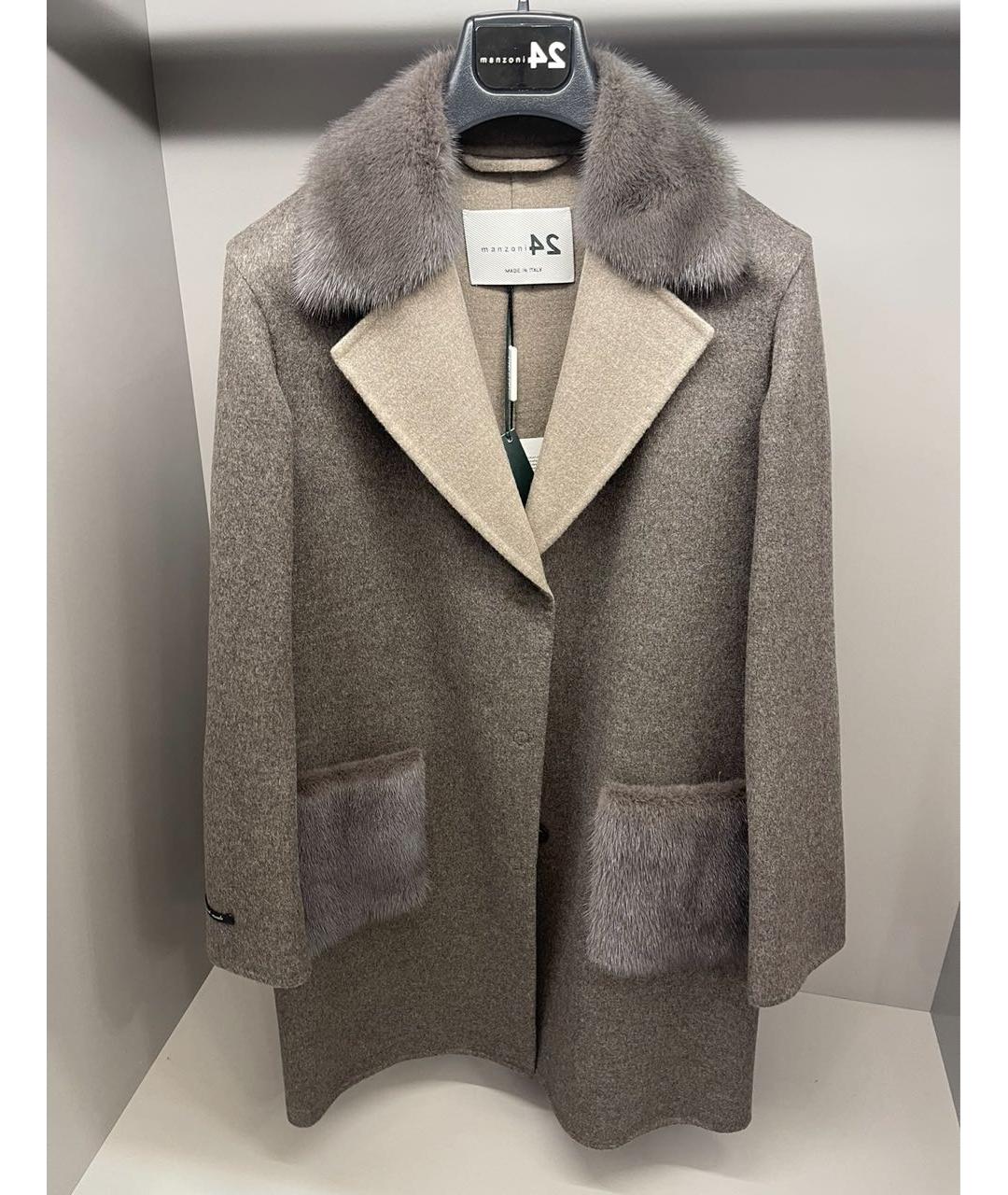 MANZONI 24 Серое кашемировое пальто, фото 6