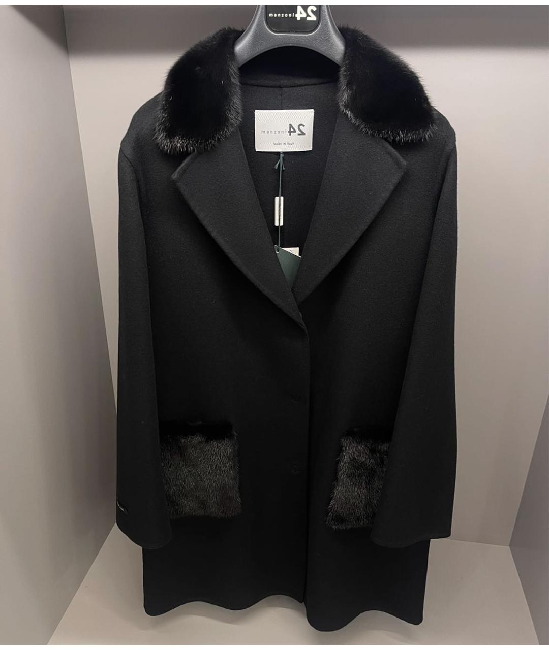 MANZONI 24 Черное кашемировое пальто, фото 6