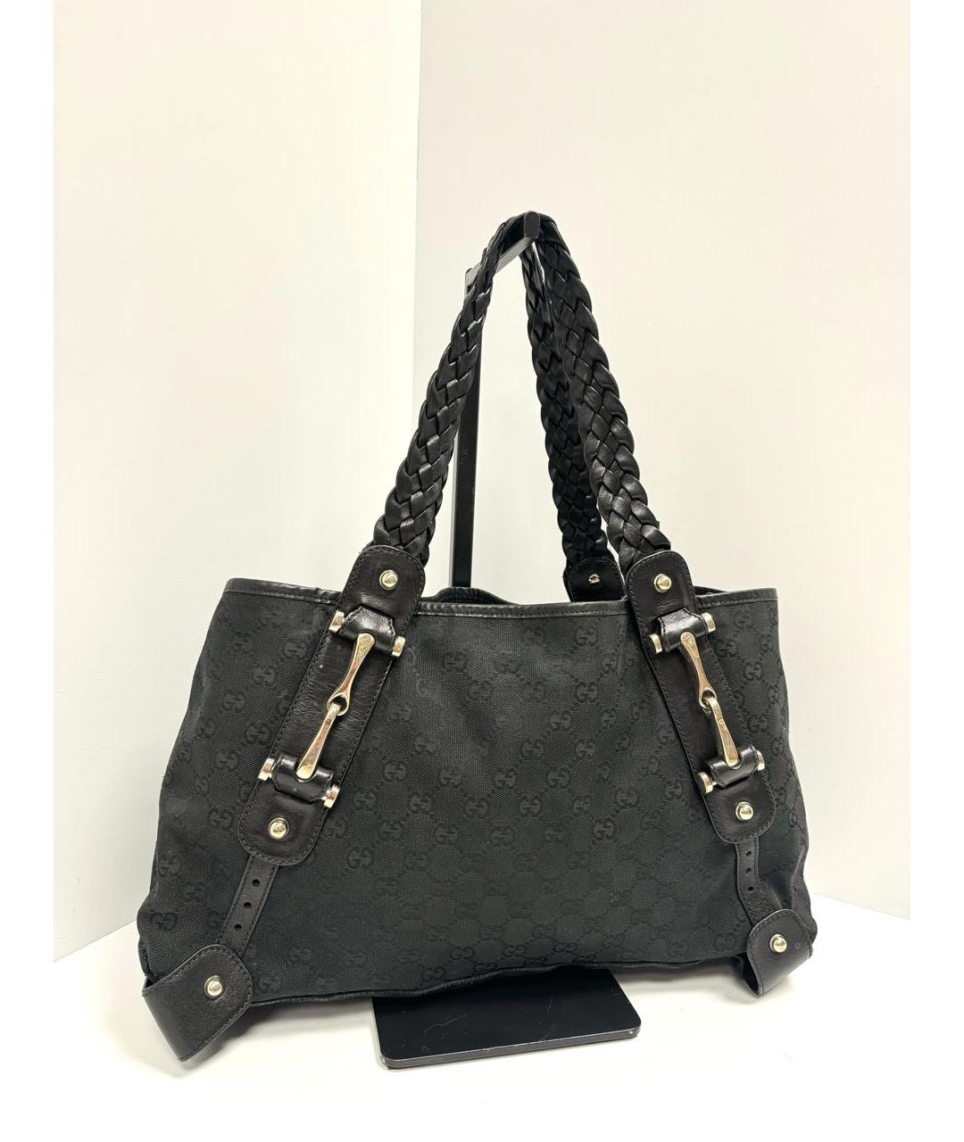 GUCCI Черная тканевая сумка тоут, фото 2