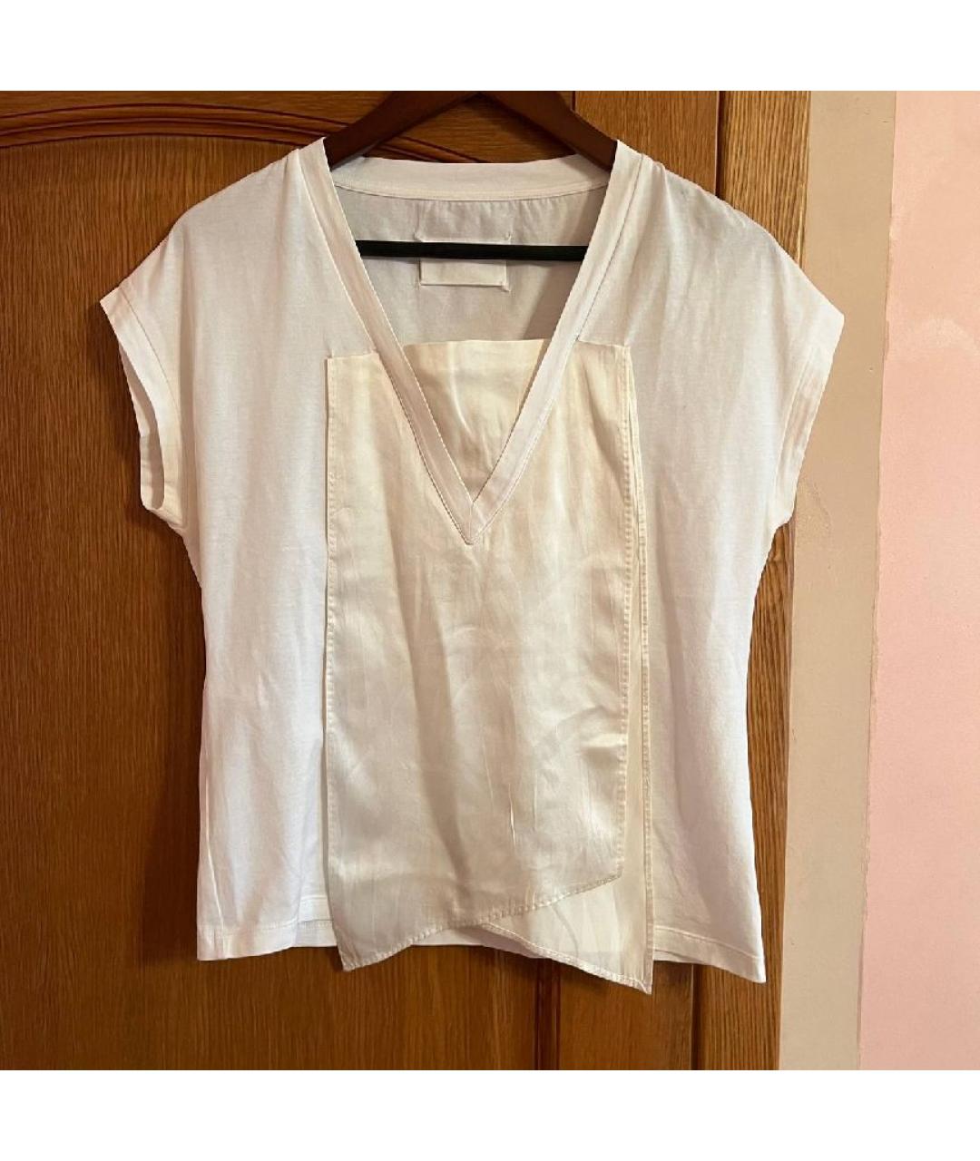 MAISON MARGIELA Белая хлопко-эластановая майка, фото 4