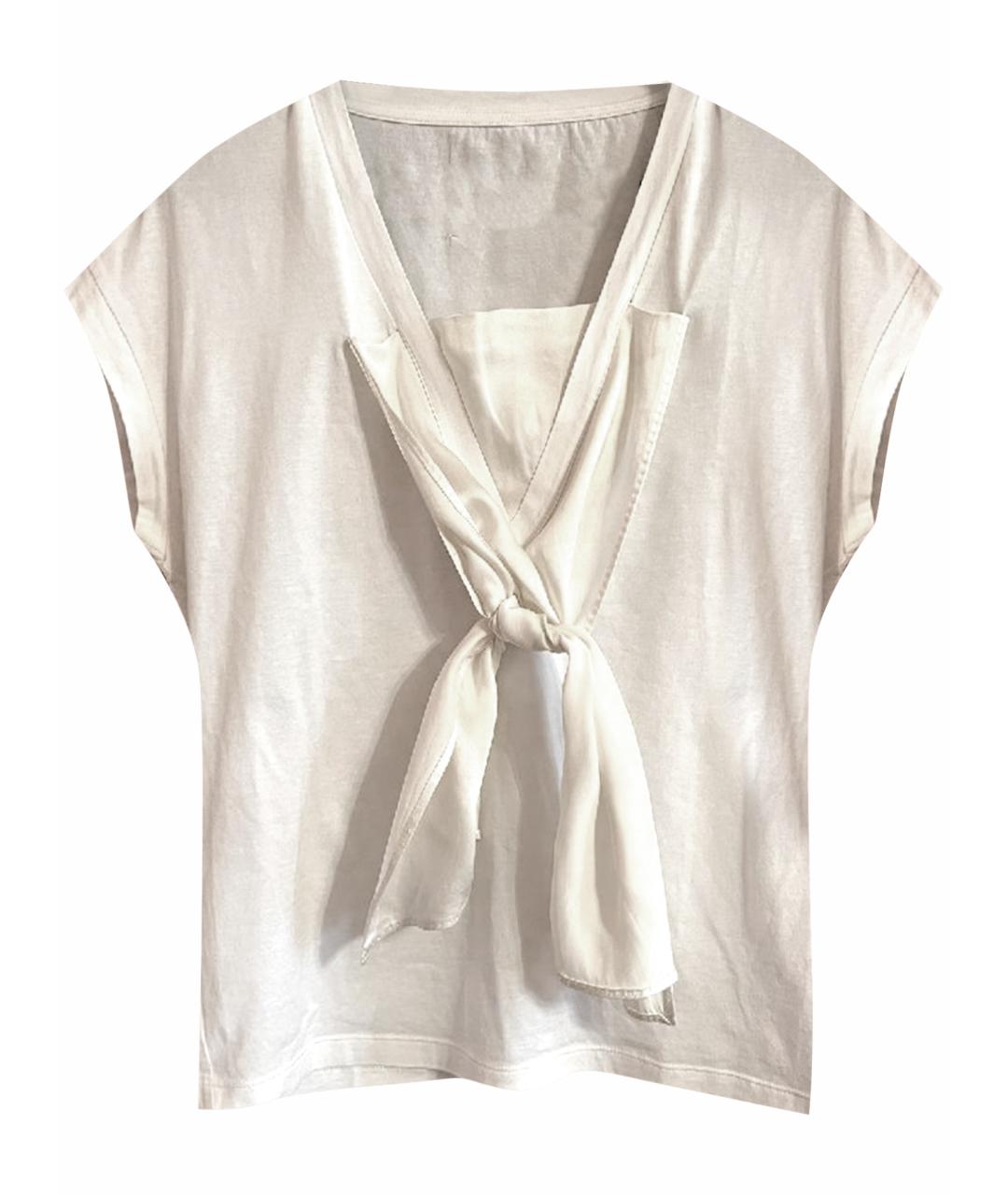 MAISON MARGIELA Белая хлопко-эластановая майка, фото 1