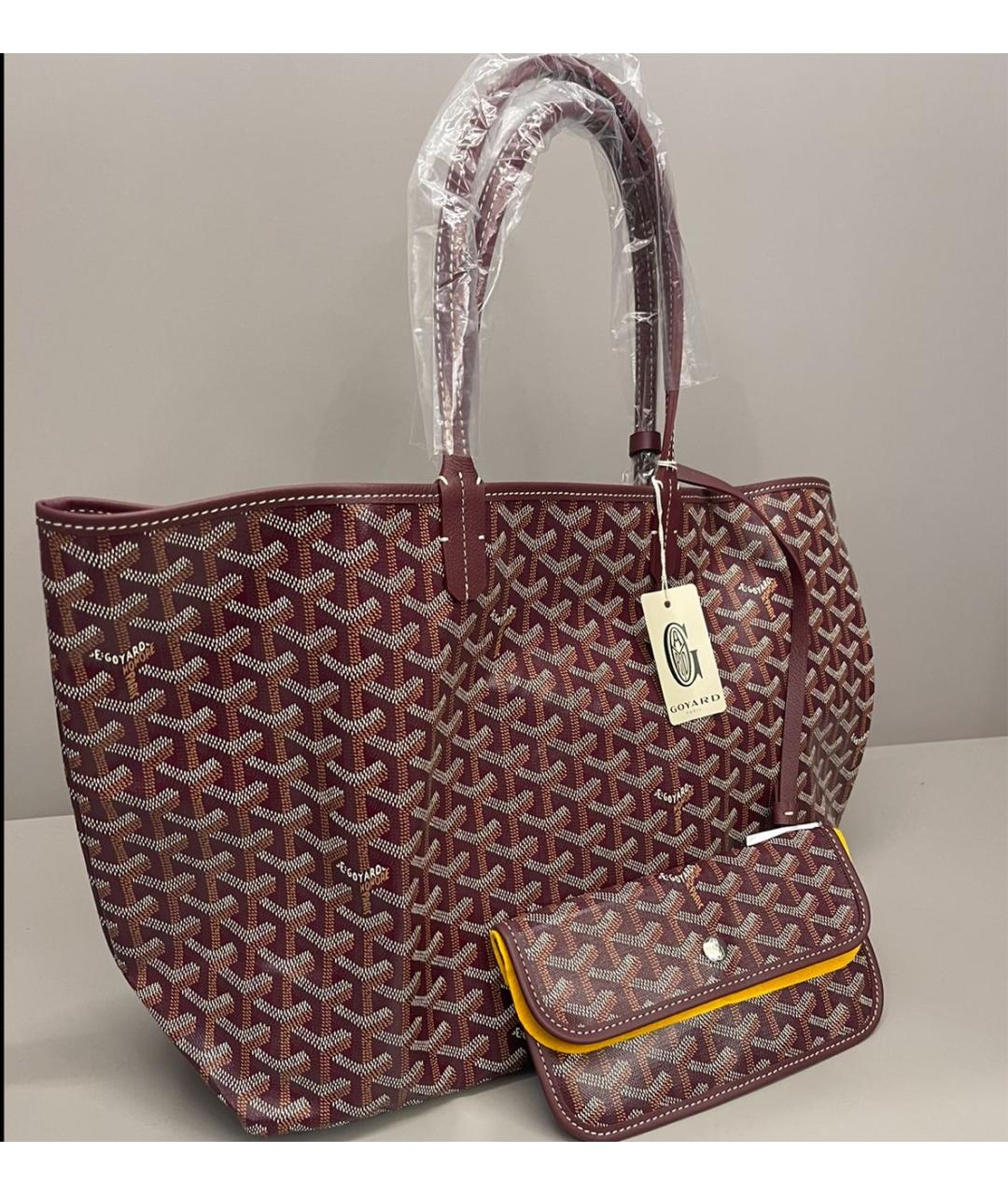 GOYARD Бордовая кожаная сумка тоут, фото 3