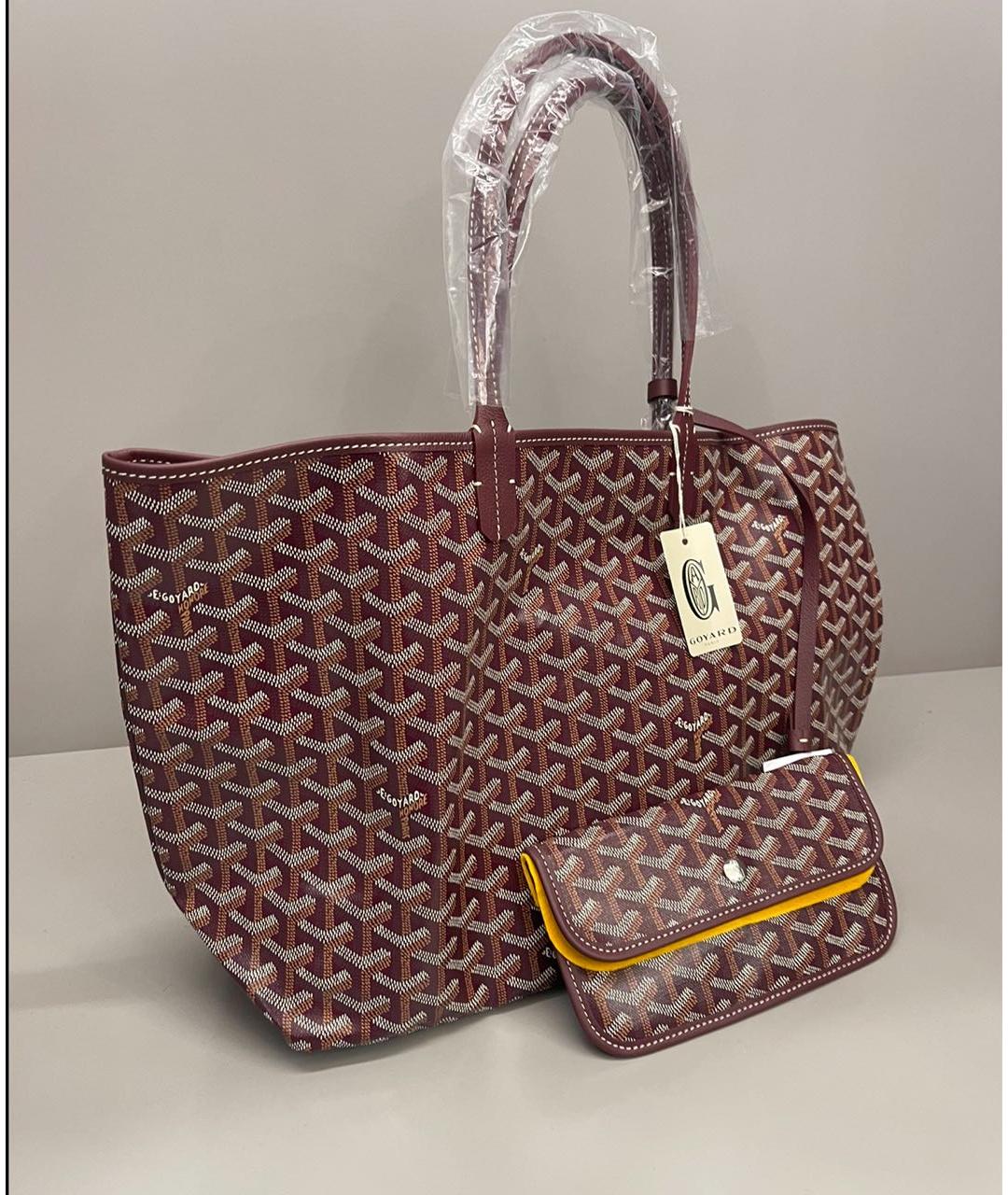 GOYARD Бордовая кожаная сумка тоут, фото 2