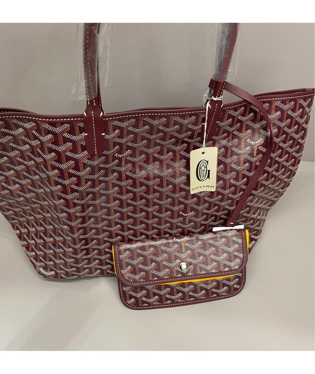 GOYARD Бордовая кожаная сумка тоут, фото 5