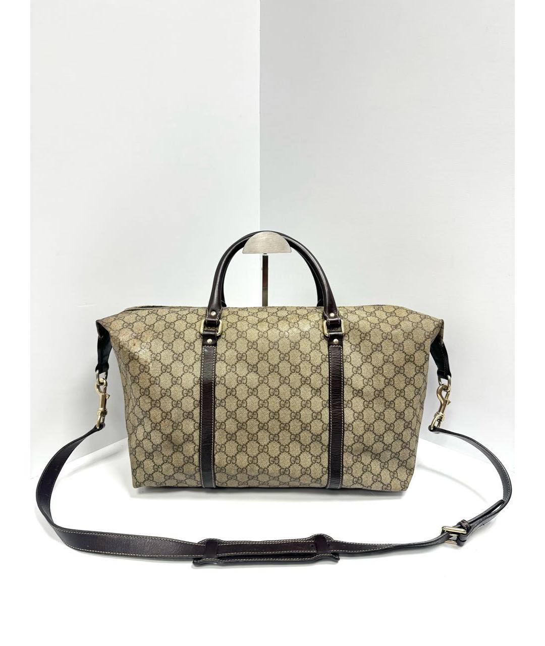 GUCCI Бежевая кожаная дорожная/спортивная сумка, фото 3