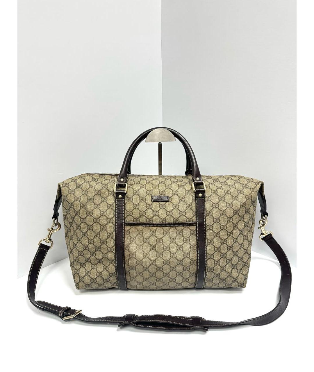 GUCCI Бежевая кожаная дорожная/спортивная сумка, фото 4