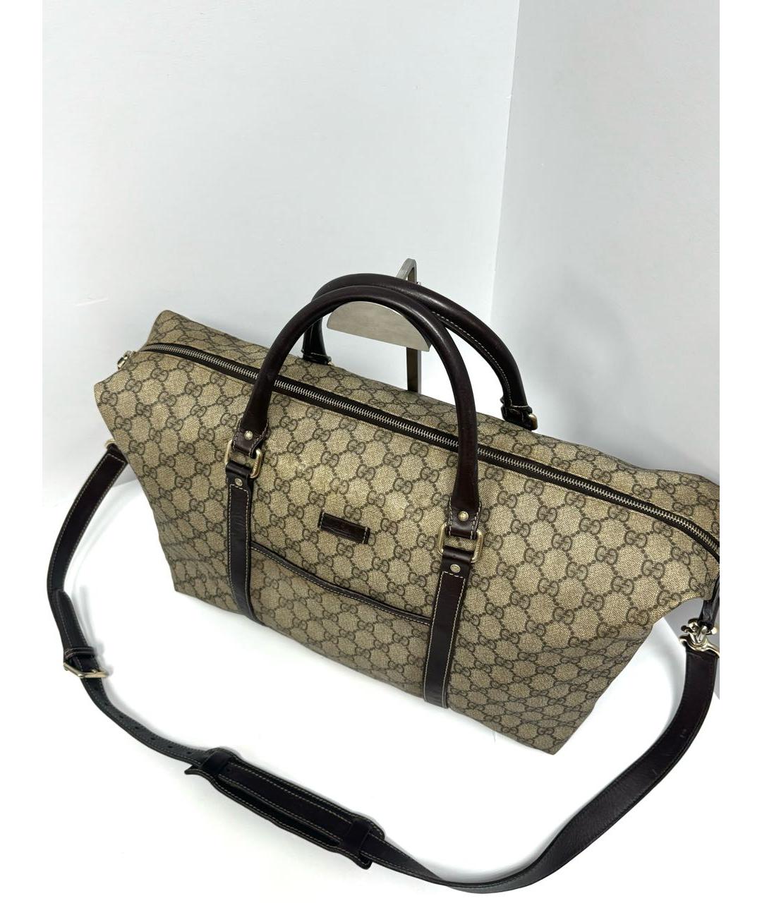 GUCCI Бежевая кожаная дорожная/спортивная сумка, фото 2