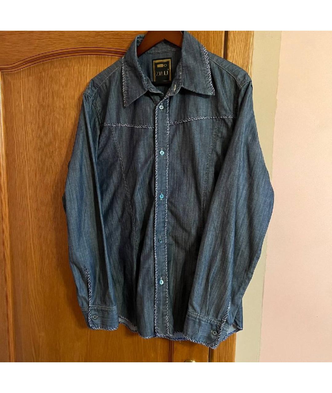 ZILLI Синяя хлопковая кэжуал рубашка, фото 9