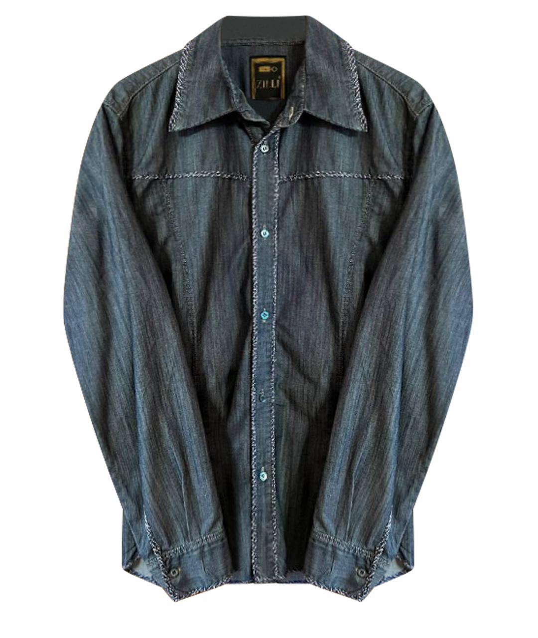 ZILLI Синяя хлопковая кэжуал рубашка, фото 1
