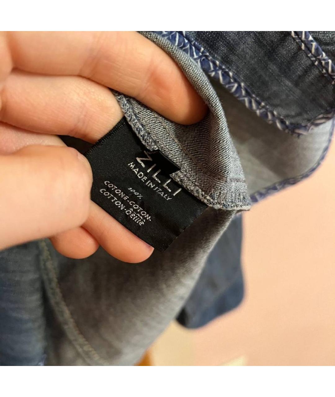 ZILLI Синяя хлопковая кэжуал рубашка, фото 6