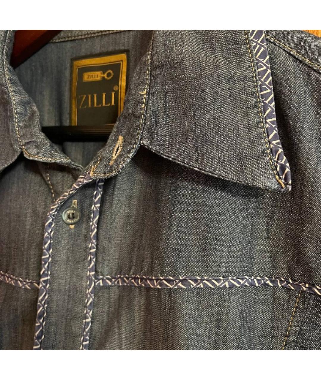 ZILLI Синяя хлопковая кэжуал рубашка, фото 4