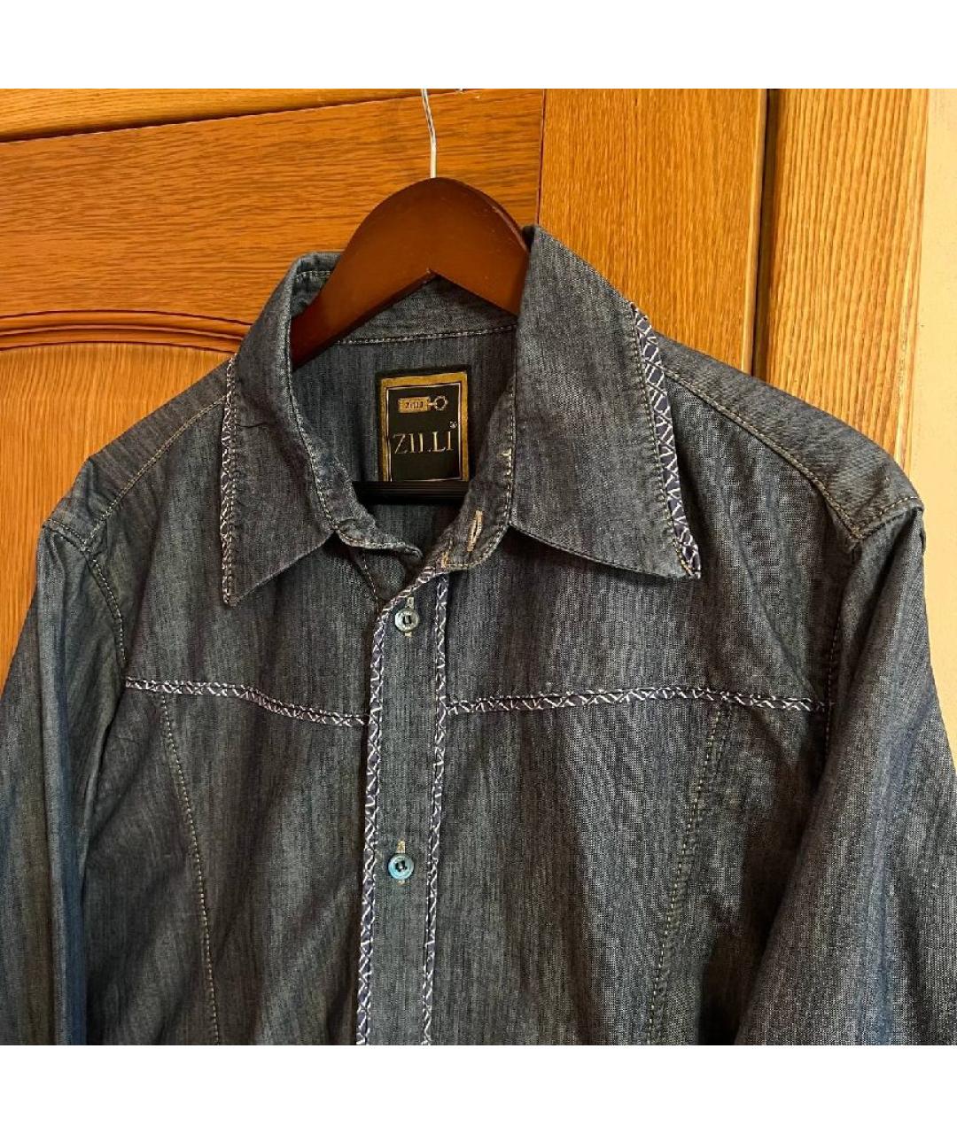 ZILLI Синяя хлопковая кэжуал рубашка, фото 3