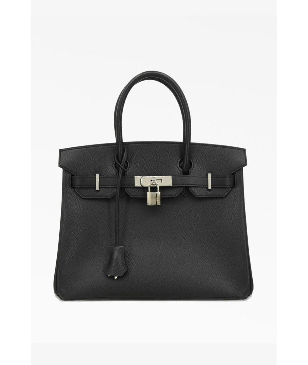 HERMES Черная кожаная сумка с короткими ручками, фото 5