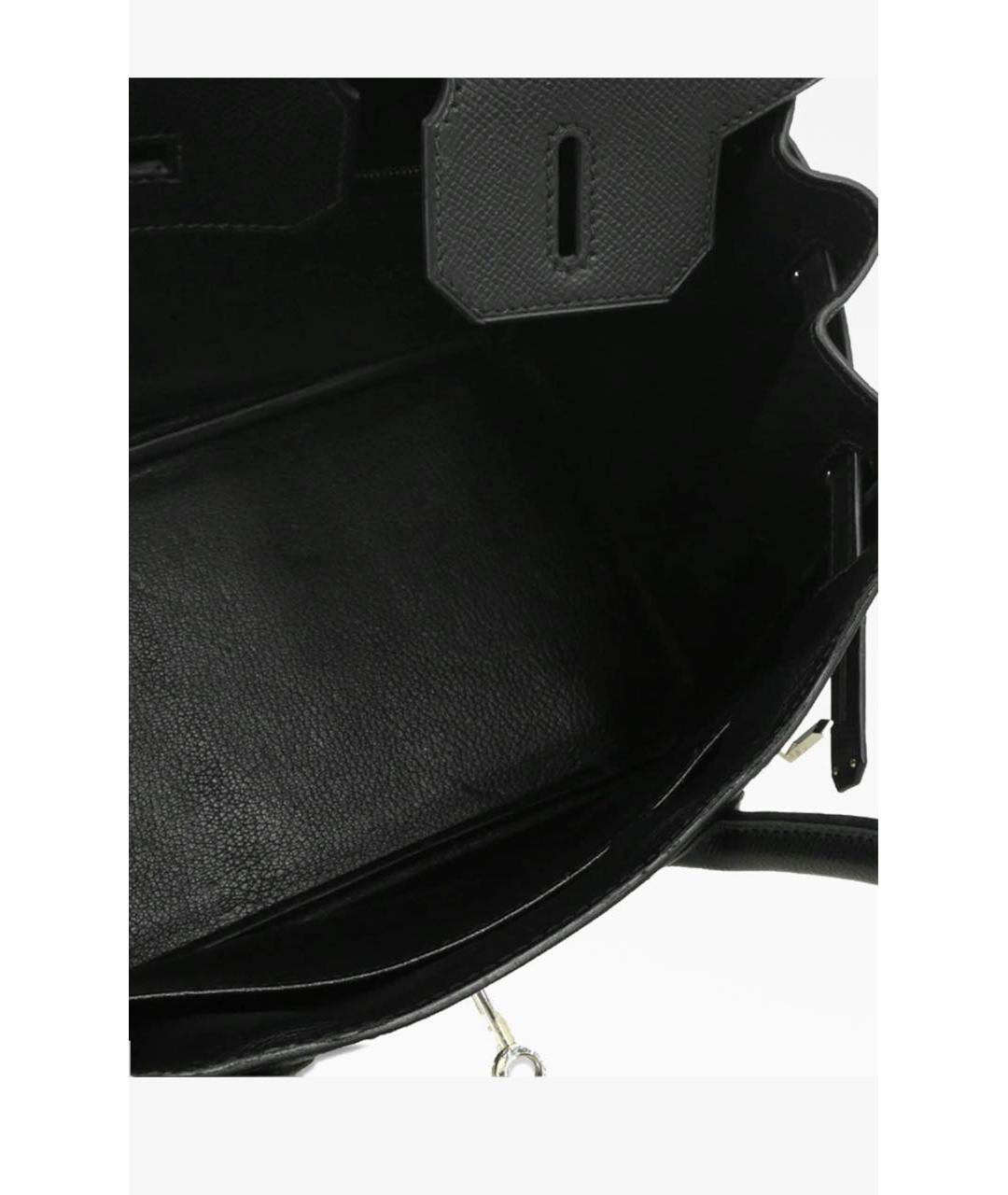 HERMES Черная кожаная сумка с короткими ручками, фото 4