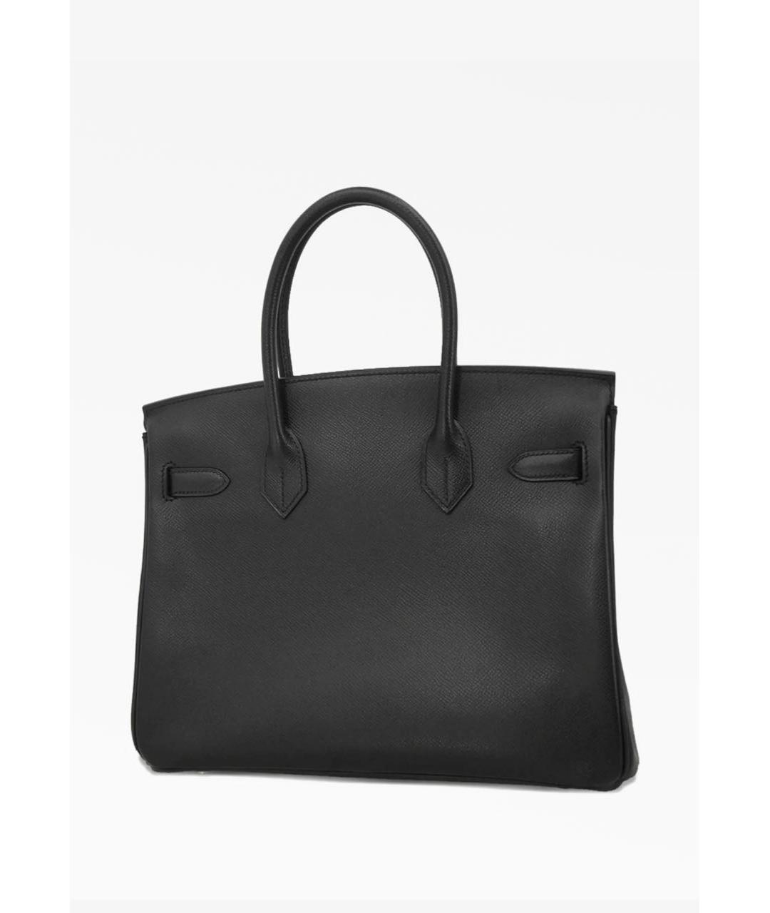 HERMES Черная кожаная сумка с короткими ручками, фото 2