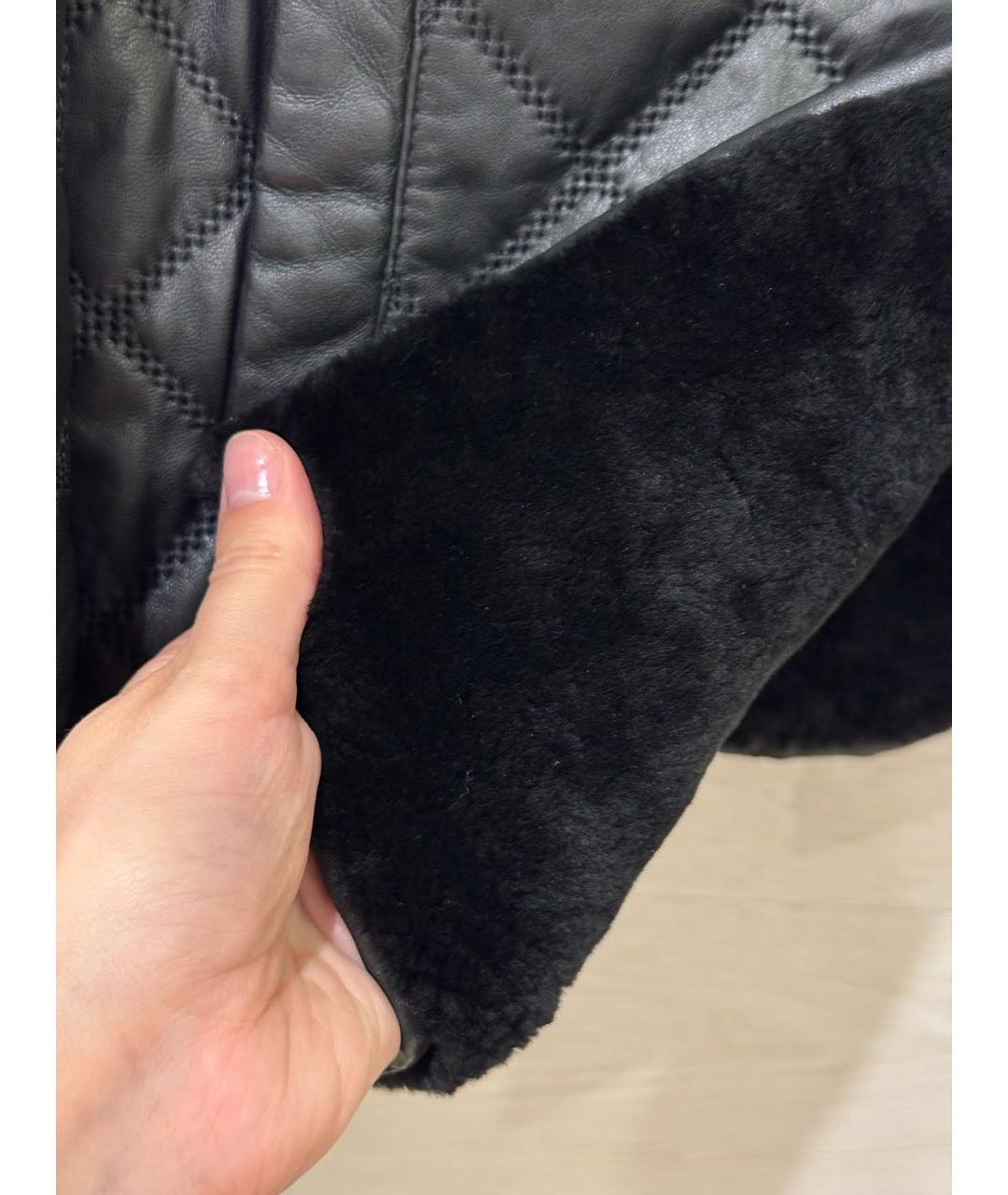 ARMANI COLLEZIONI Черная кожаная дубленка/шуба, фото 5