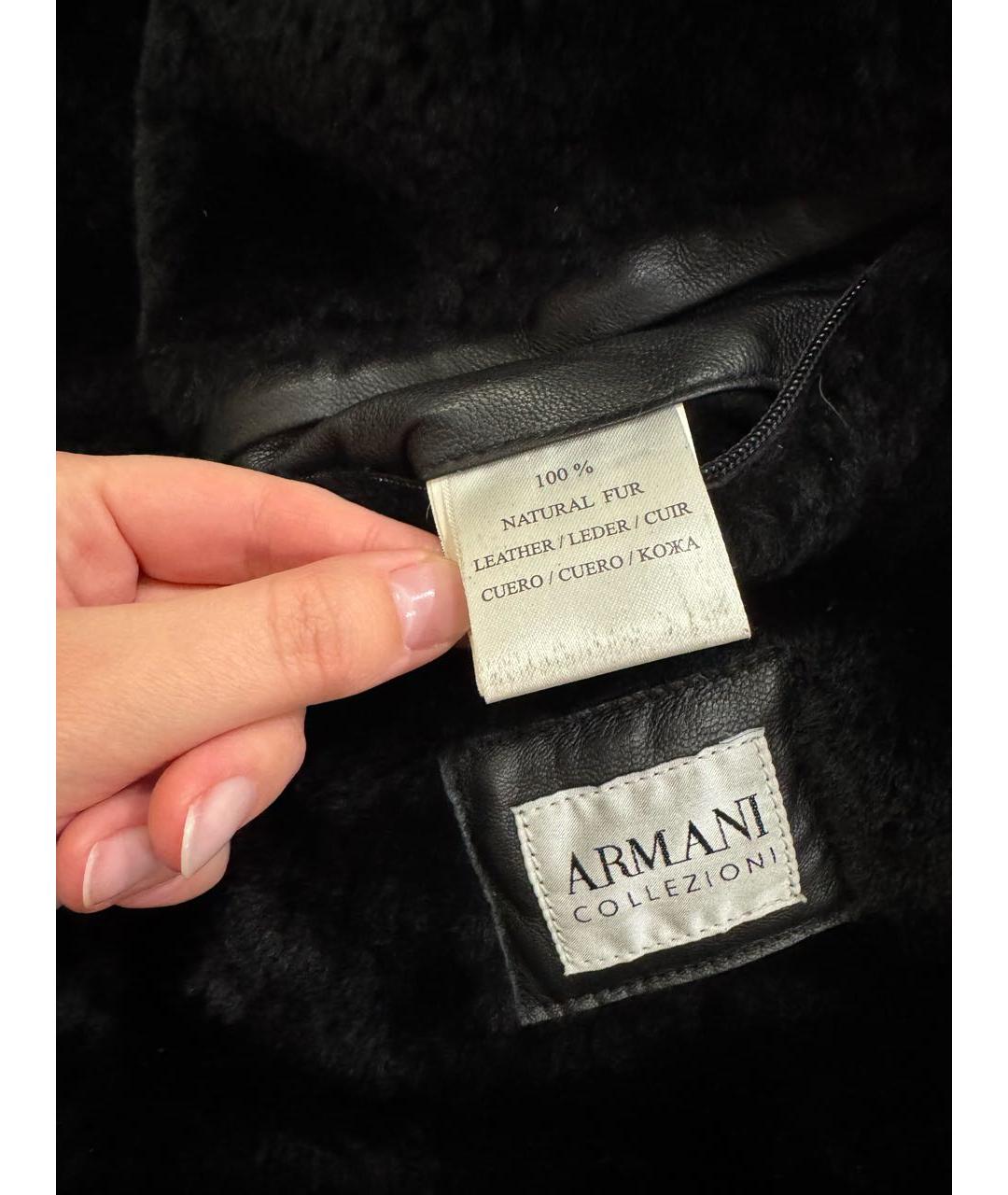 ARMANI COLLEZIONI Черная кожаная дубленка/шуба, фото 6