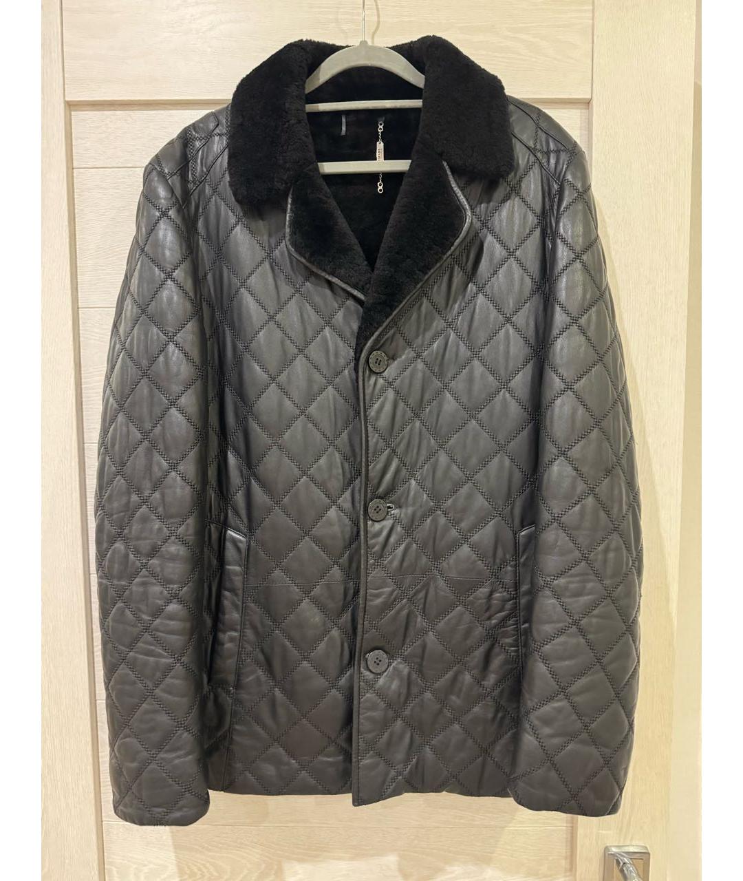 ARMANI COLLEZIONI Черная кожаная дубленка/шуба, фото 8