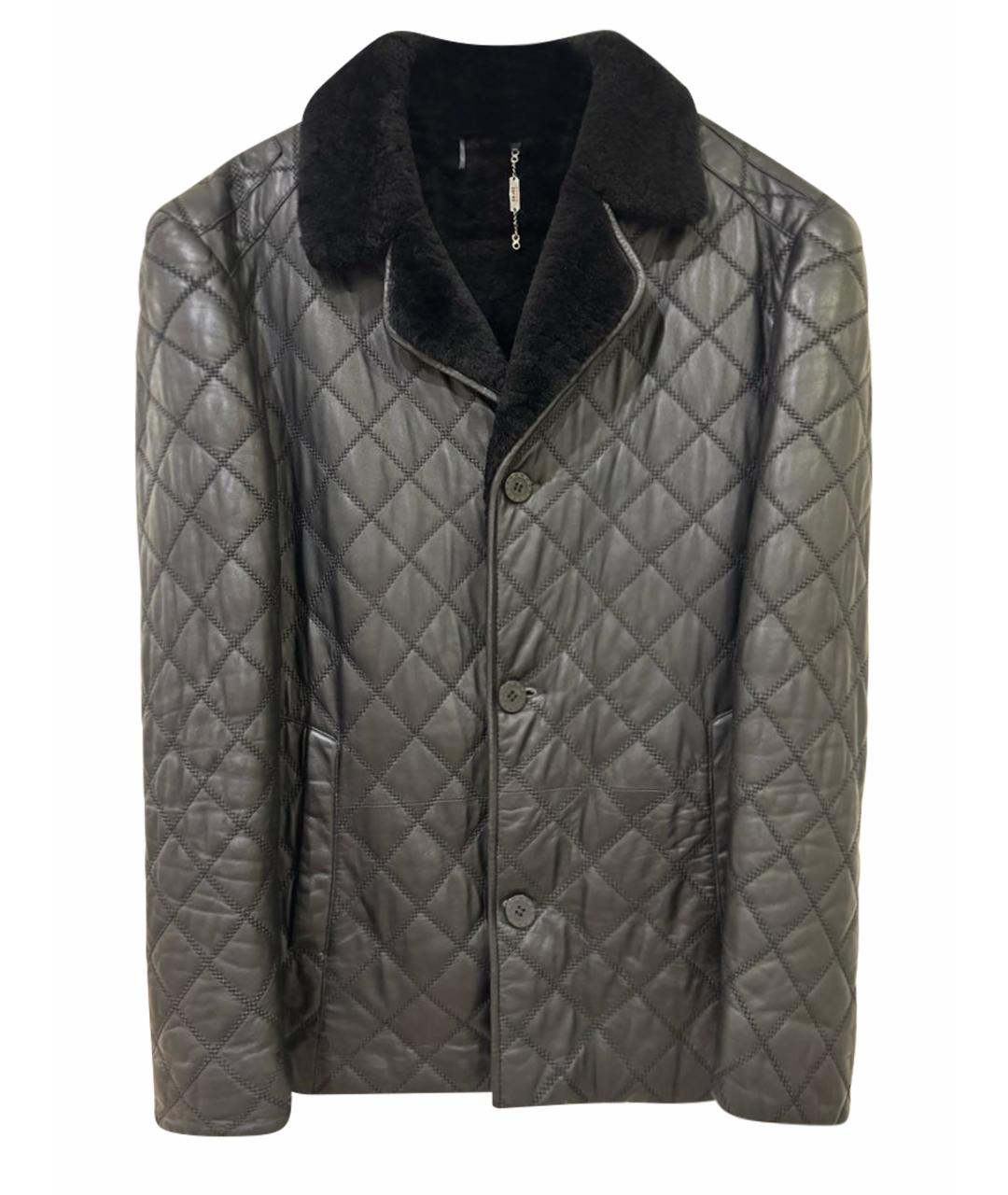 ARMANI COLLEZIONI Черная кожаная дубленка/шуба, фото 1