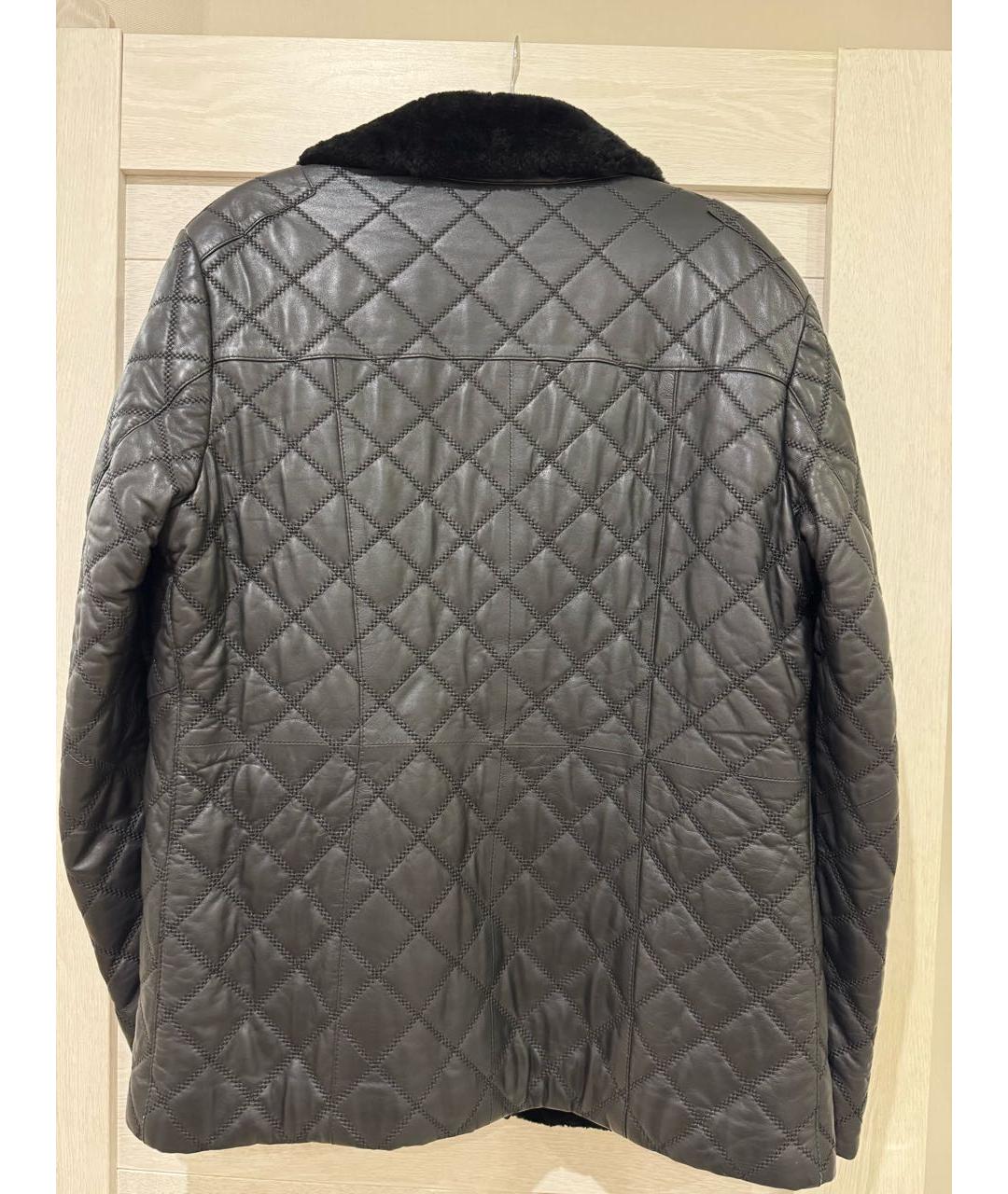 ARMANI COLLEZIONI Черная кожаная дубленка/шуба, фото 2