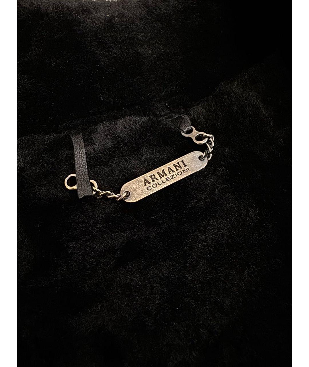 ARMANI COLLEZIONI Черная кожаная дубленка/шуба, фото 3