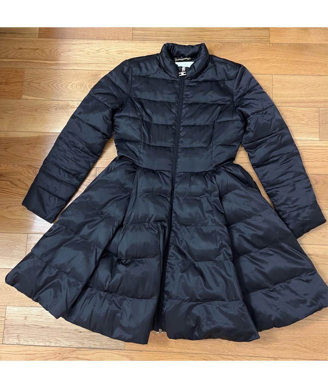 ELISABETTA FRANCHI Черное полиамидовое пальто, фото 8