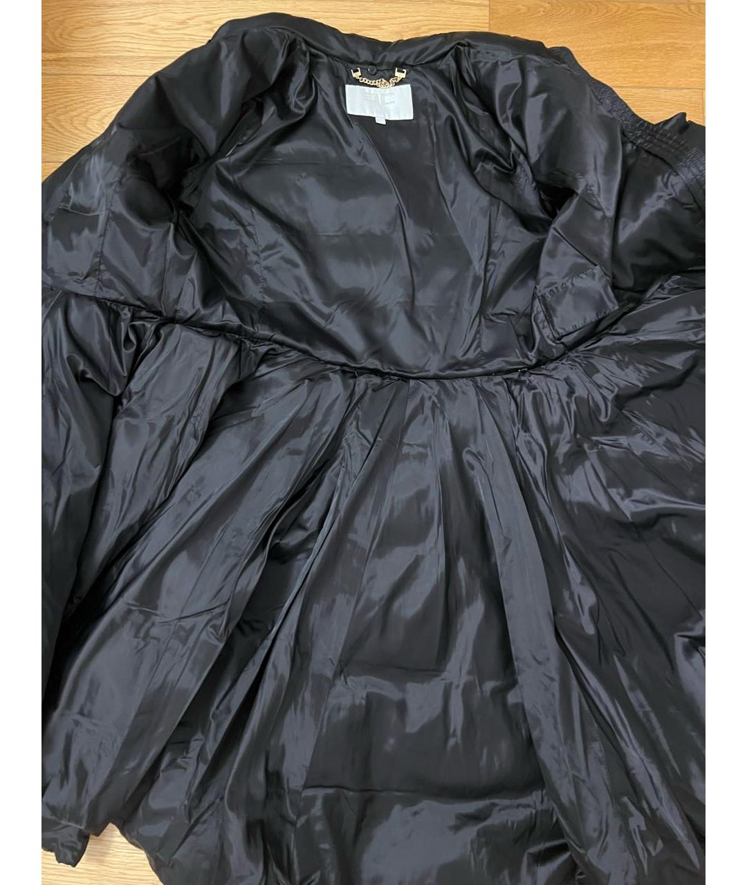 ELISABETTA FRANCHI Черное полиамидовое пальто, фото 5