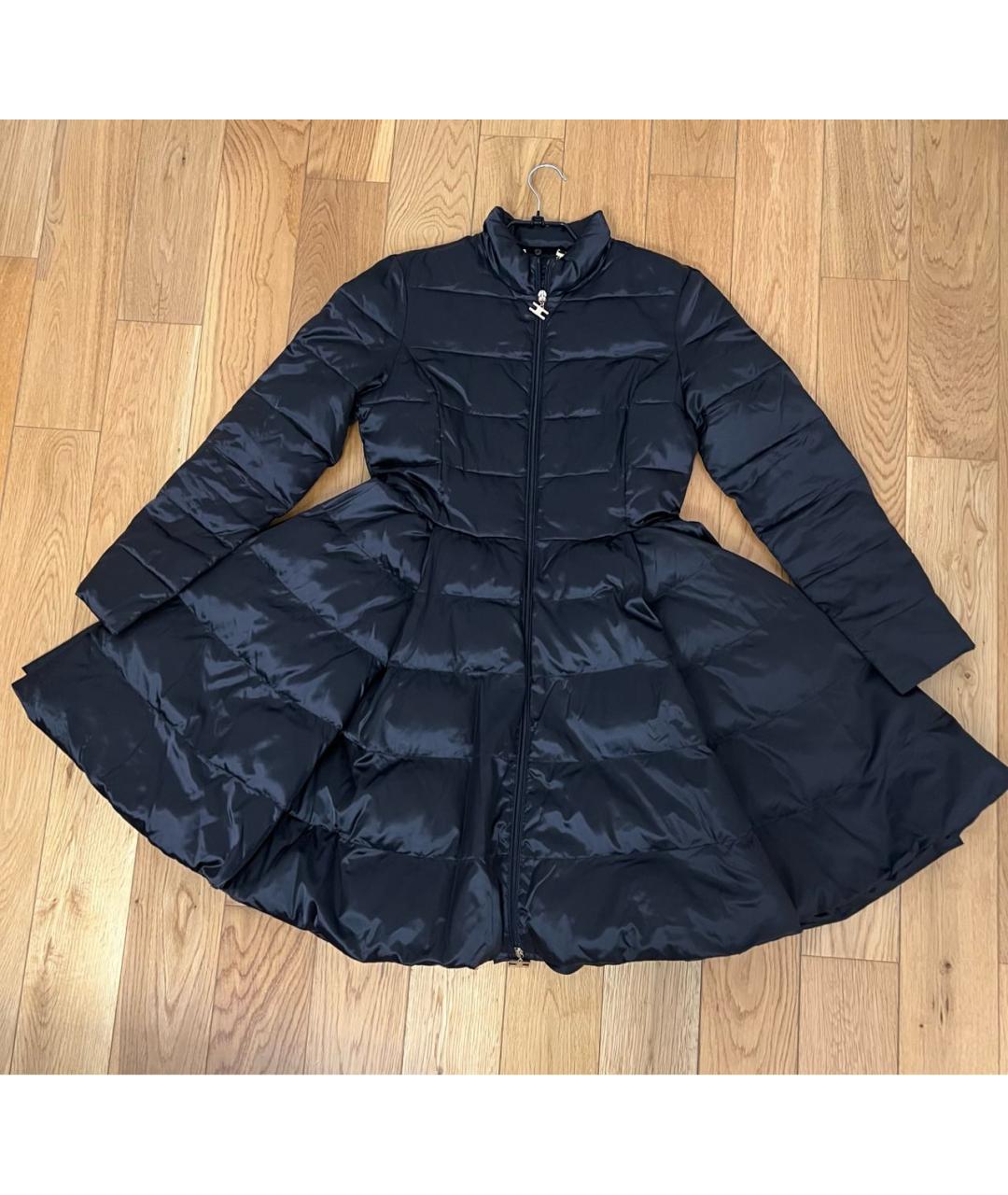 ELISABETTA FRANCHI Черное полиамидовое пальто, фото 2