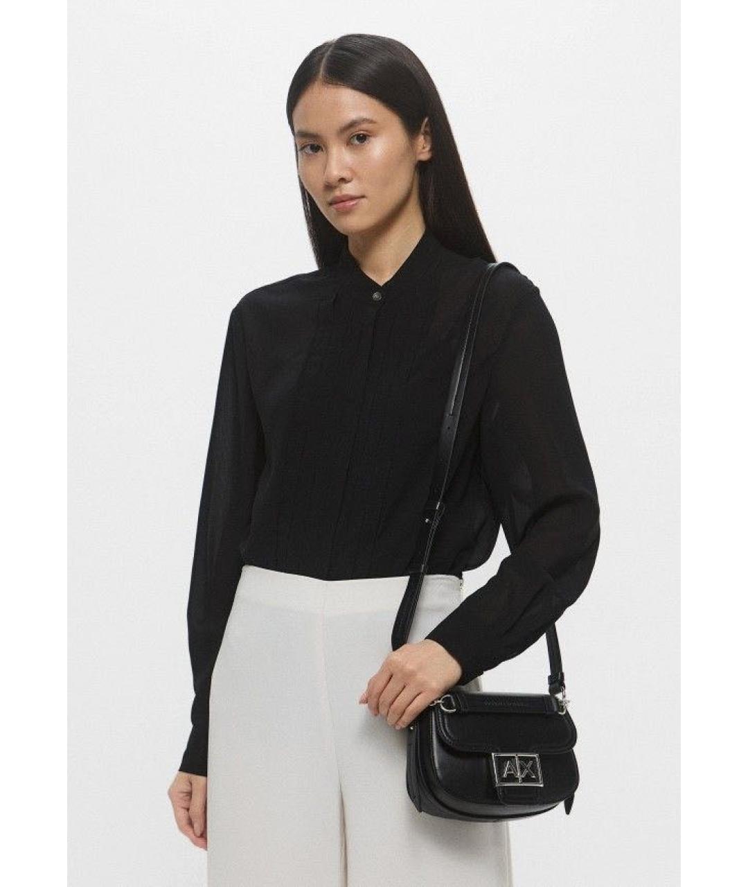 ARMANI EXCHANGE Черная кожаная сумка через плечо, фото 8