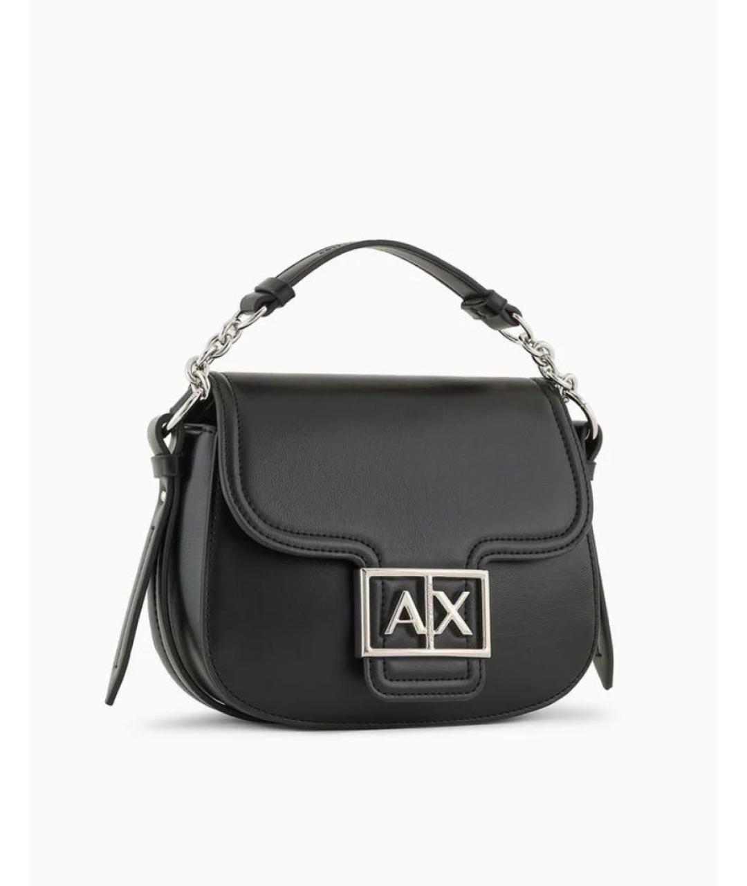 ARMANI EXCHANGE Черная кожаная сумка через плечо, фото 2