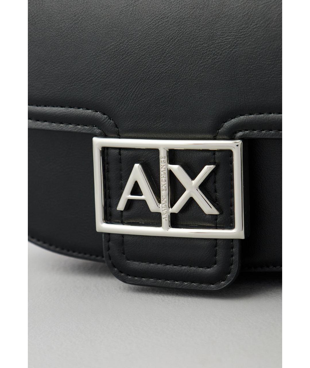 ARMANI EXCHANGE Черная кожаная сумка через плечо, фото 5