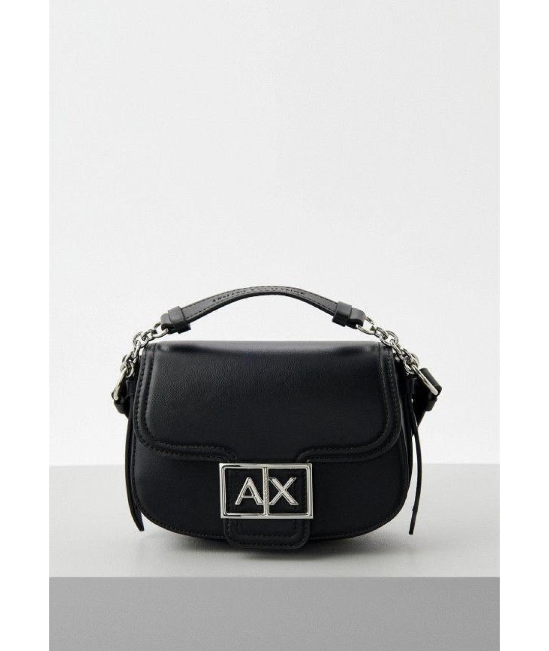 ARMANI EXCHANGE Черная кожаная сумка через плечо, фото 9