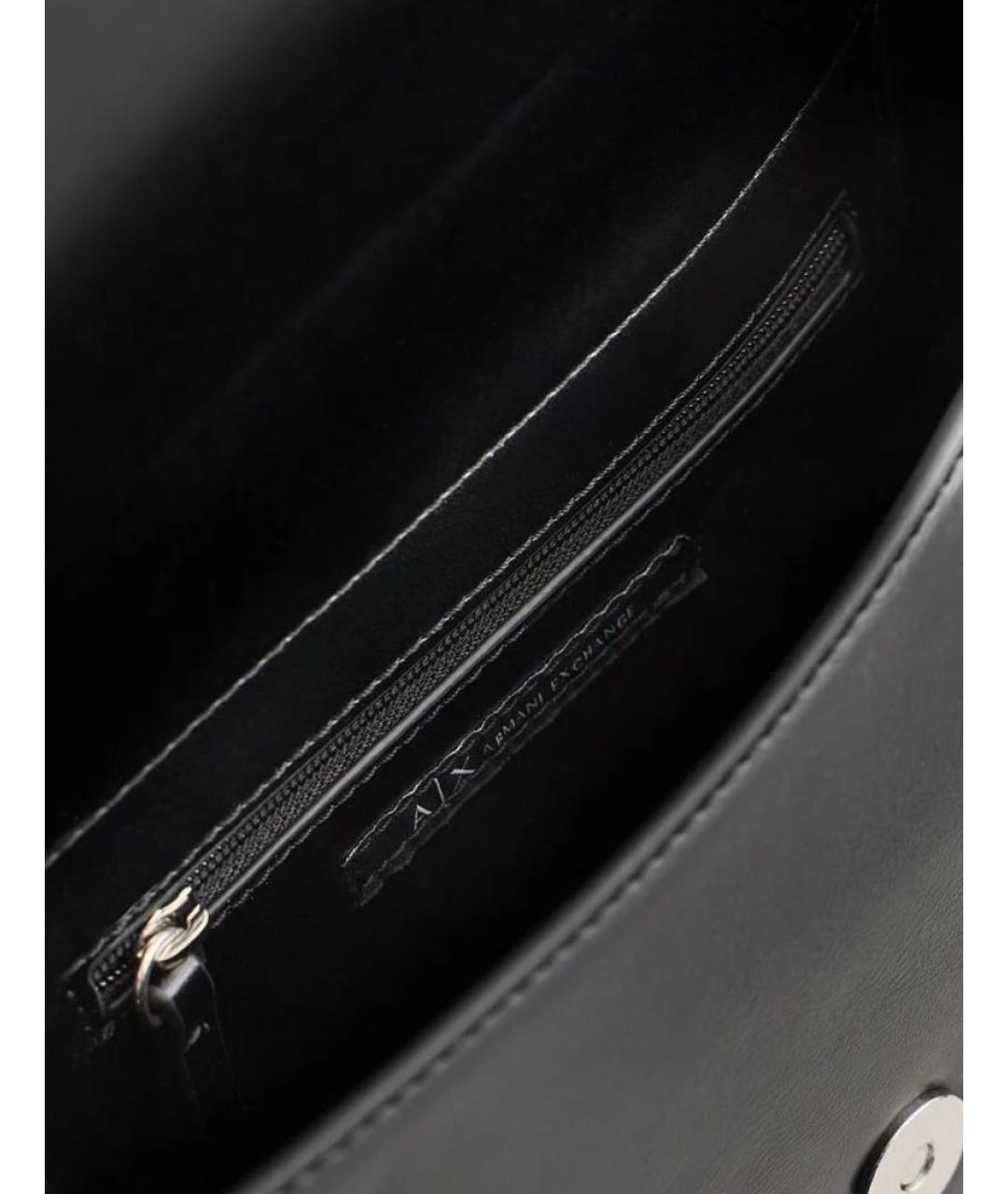 ARMANI EXCHANGE Черная кожаная сумка через плечо, фото 7
