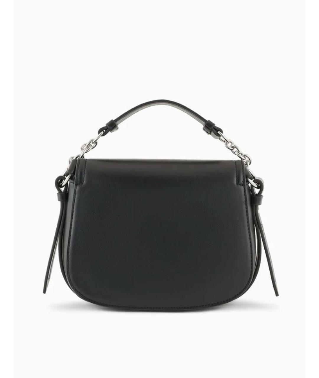 ARMANI EXCHANGE Черная кожаная сумка через плечо, фото 3