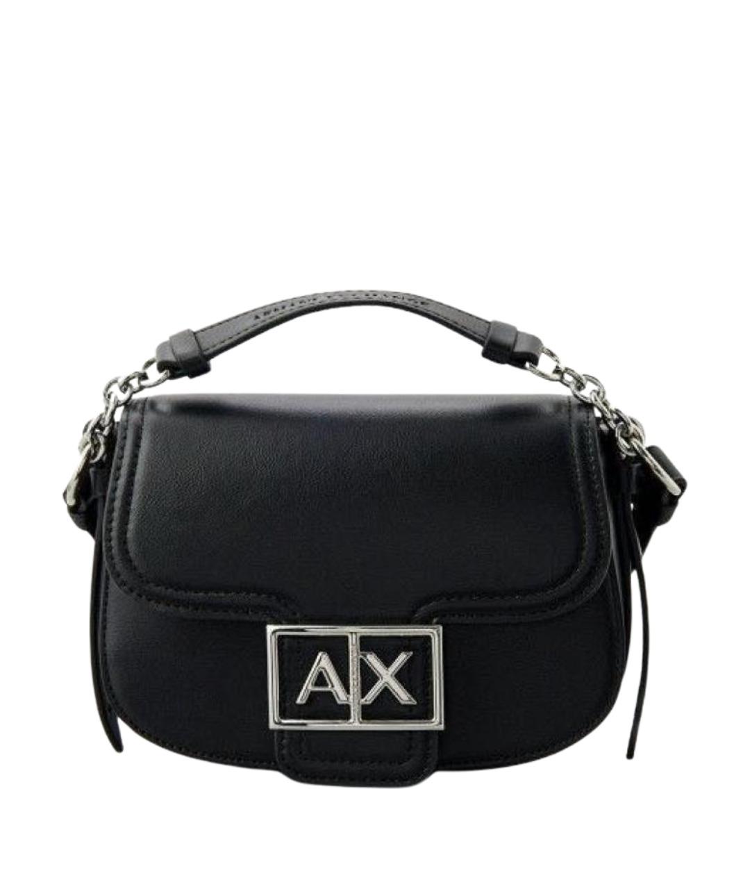 ARMANI EXCHANGE Черная кожаная сумка через плечо, фото 1