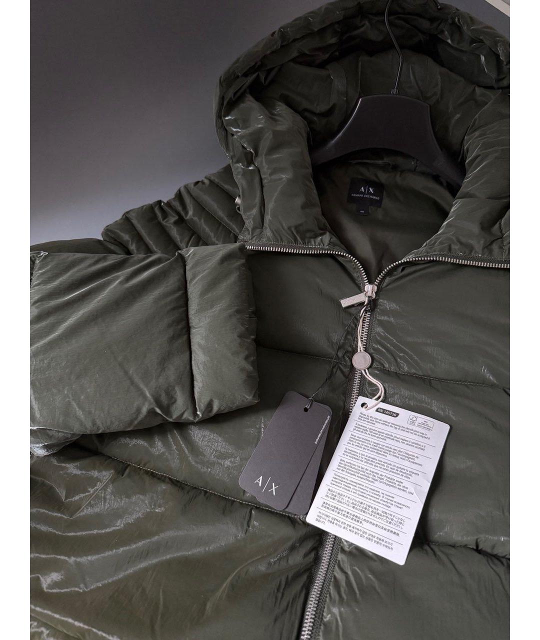 ARMANI EXCHANGE Зеленый полиамидовый пуховик, фото 5