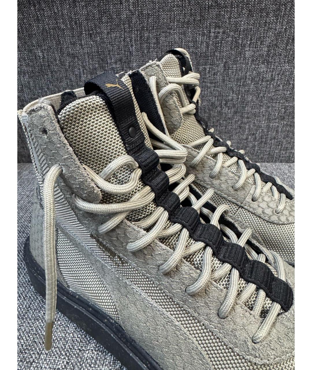 PUMA Серые текстильные высокие кроссовки / кеды, фото 3