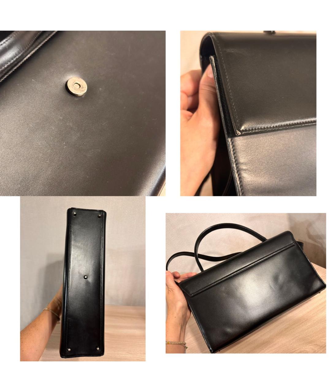 VERSACE Черная кожаная сумка с короткими ручками, фото 7