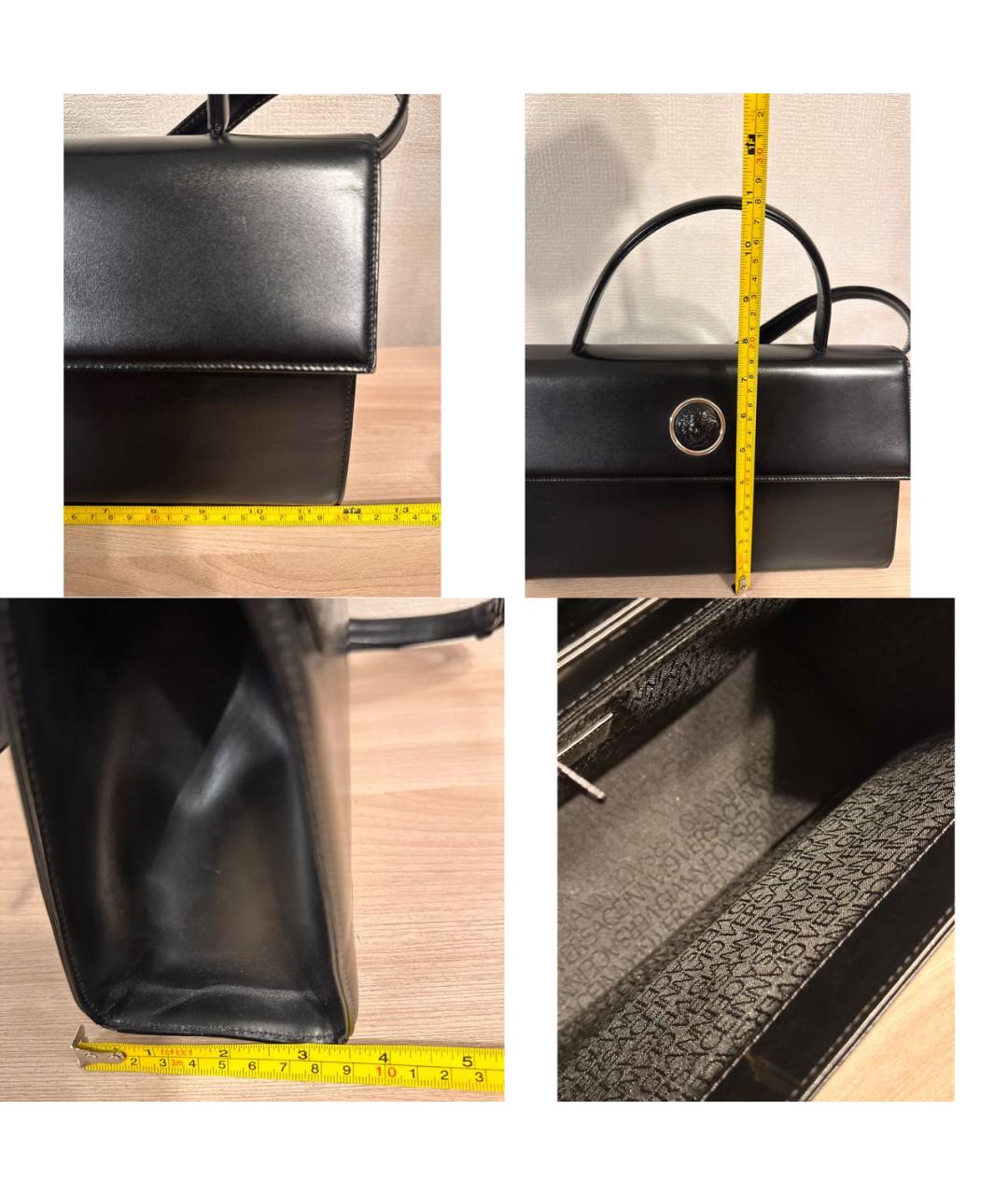 VERSACE Черная кожаная сумка с короткими ручками, фото 6