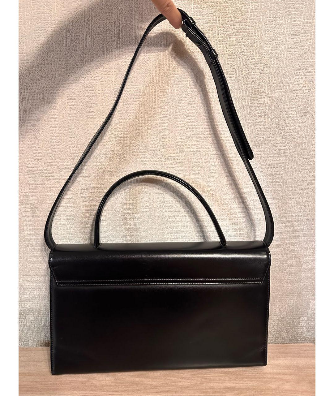 VERSACE Черная кожаная сумка с короткими ручками, фото 2