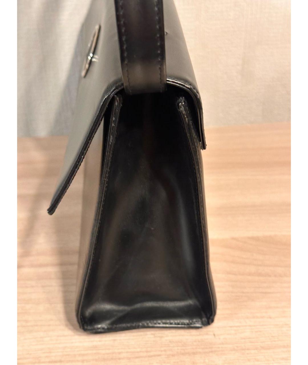 VERSACE Черная кожаная сумка с короткими ручками, фото 4