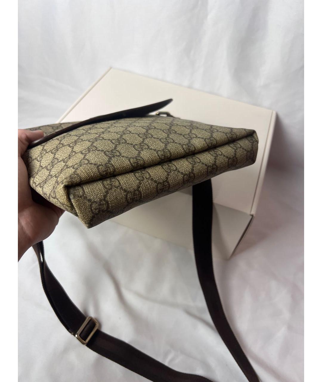 GUCCI Коричневая жаккардовая сумка на плечо, фото 2