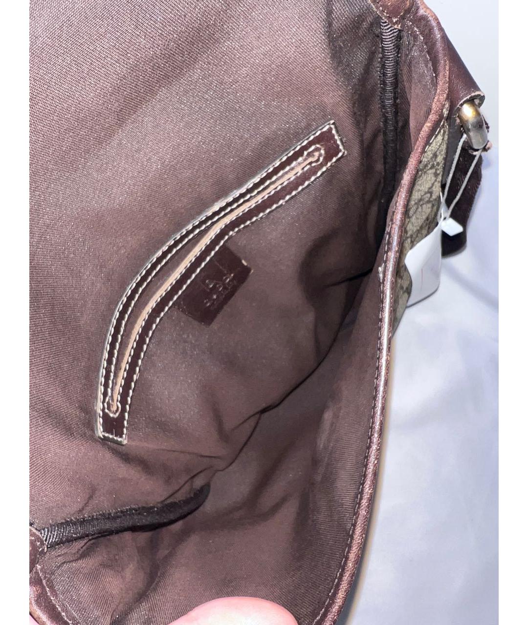 GUCCI Коричневая жаккардовая сумка на плечо, фото 4