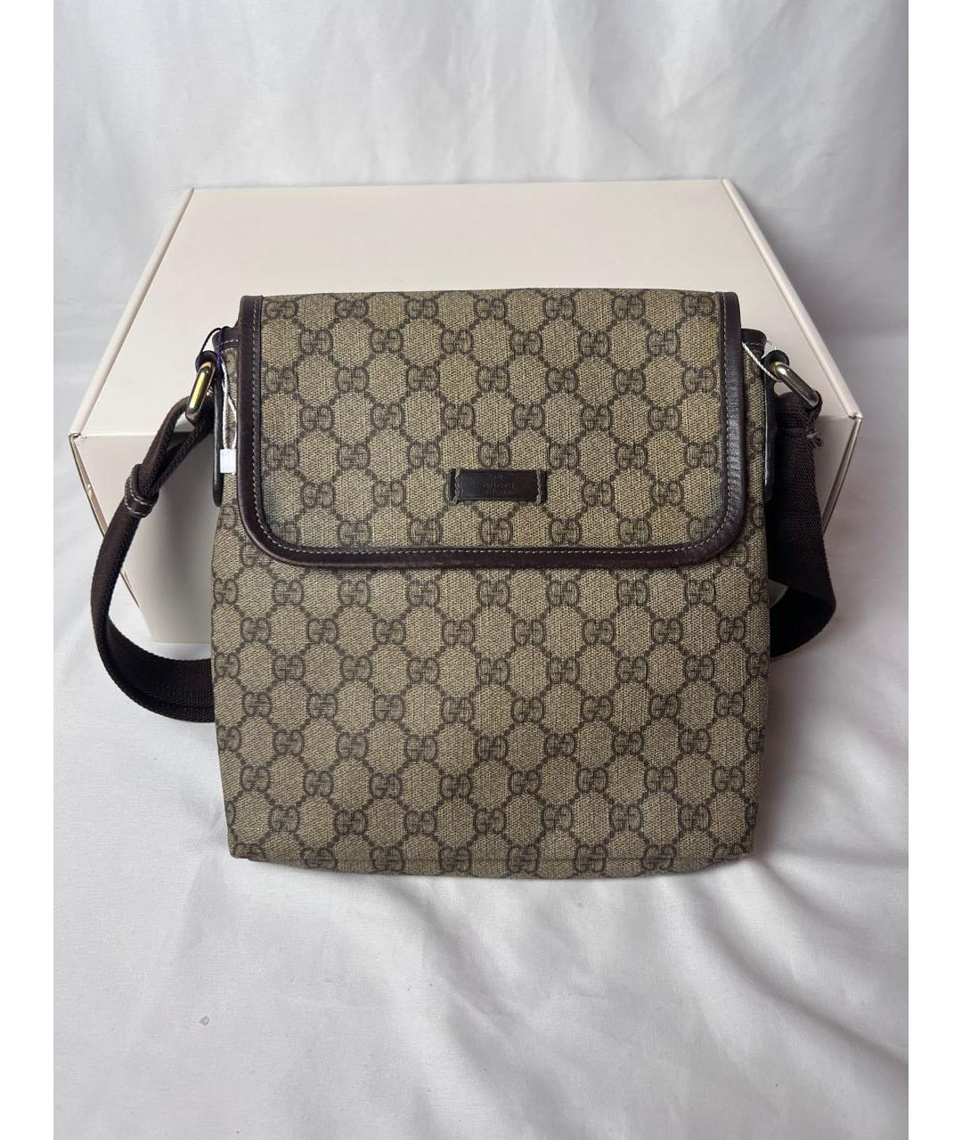 GUCCI Коричневая жаккардовая сумка на плечо, фото 6